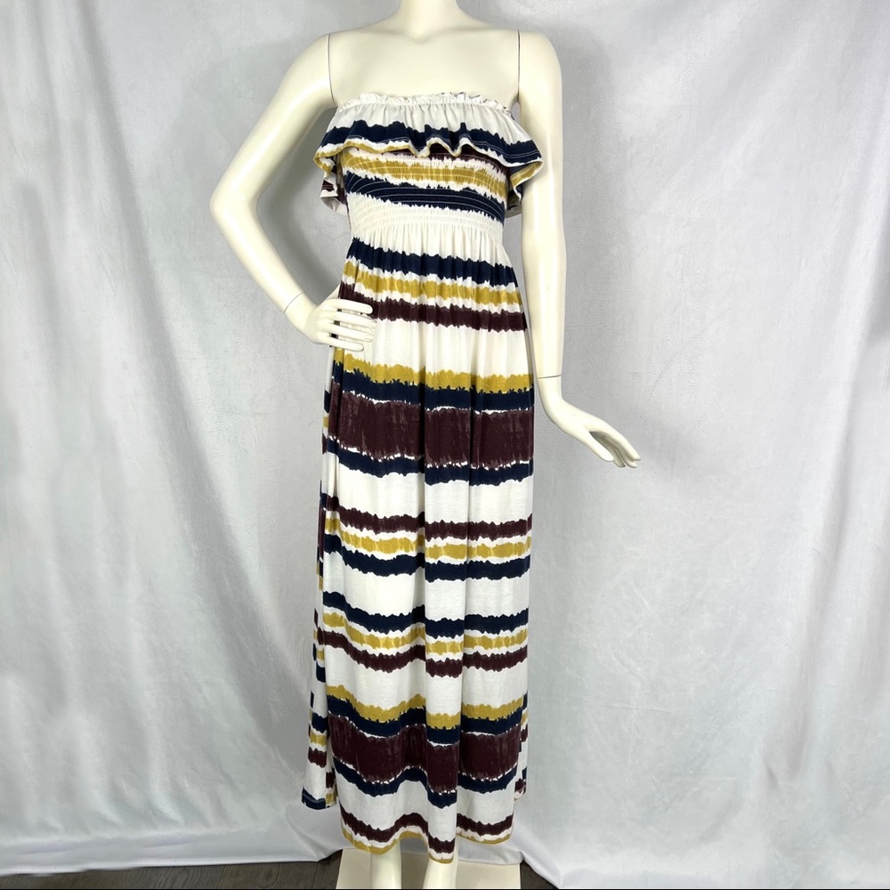 Shirred Frill Ruffle Detail Maxi Dress